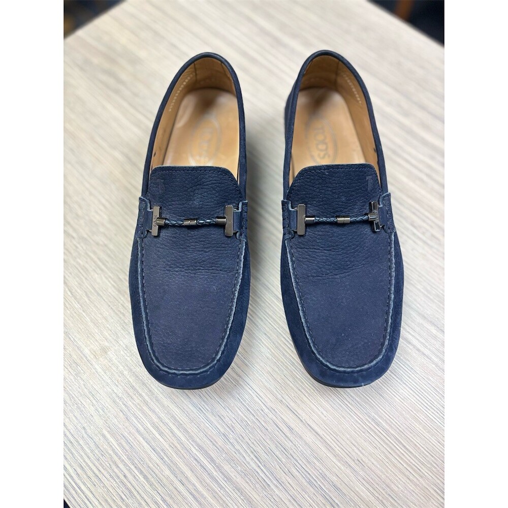 Tod's Men's Driving Loafers Blue Slip-On Moc Toe Bit Hardware Size 9